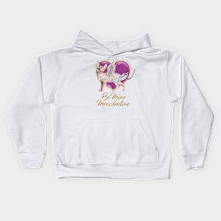 Be Mine Meowlentine, Valentines Day Sphynx Cat Cupid Kids Hoodie